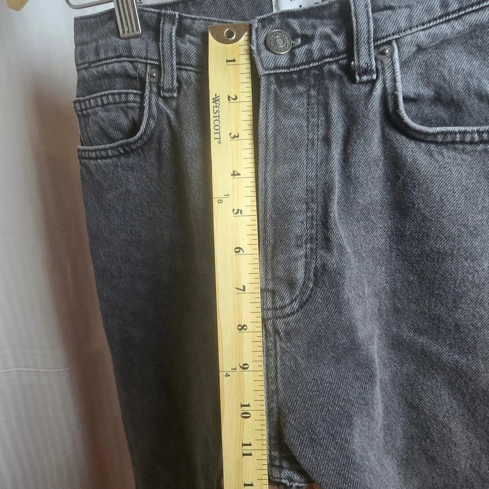 Reformation Cynthia High Rise‎ Straight Jeans Gray Patch Detail 26